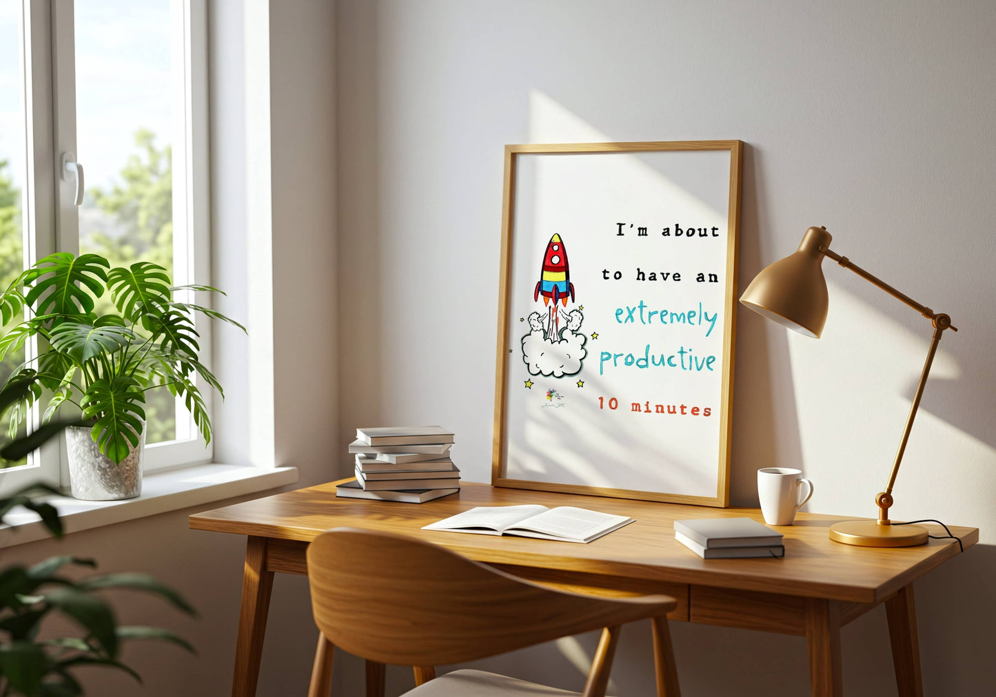 Funny Office Art Print Productivity Rocket Ship Humor