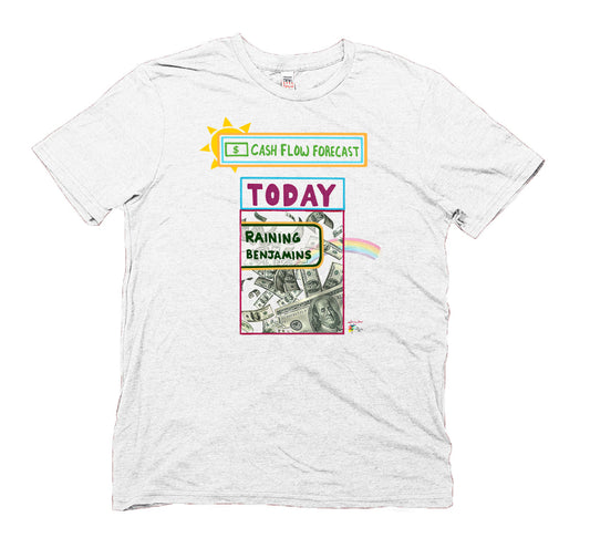 Funny Accountant T Shirt Cash Flow Forecast Raining Benjamins by The Office Art Guy