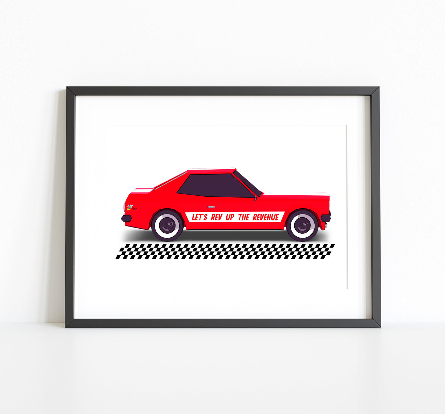 Funny Finance Art Print Red Race Car