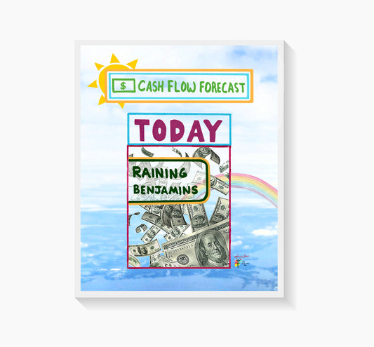 Cash Flow Forecast Raining Benjamins Funny Accounting Art Print by The Office Art Guy