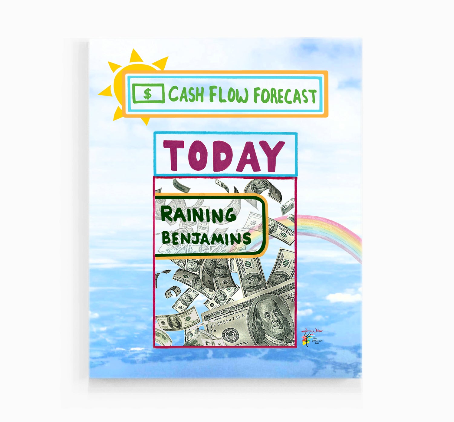 Accounting Canvas Art Print Cash Flow Forecast Raining Benjamins by The Office Art Guy