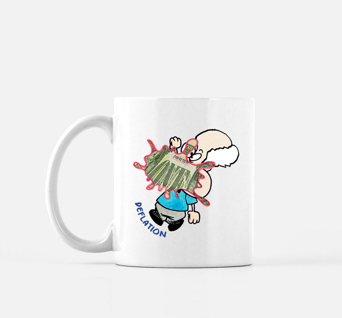 Funny Finance Mug for Office, Inflation and Deflation, In God We Trust