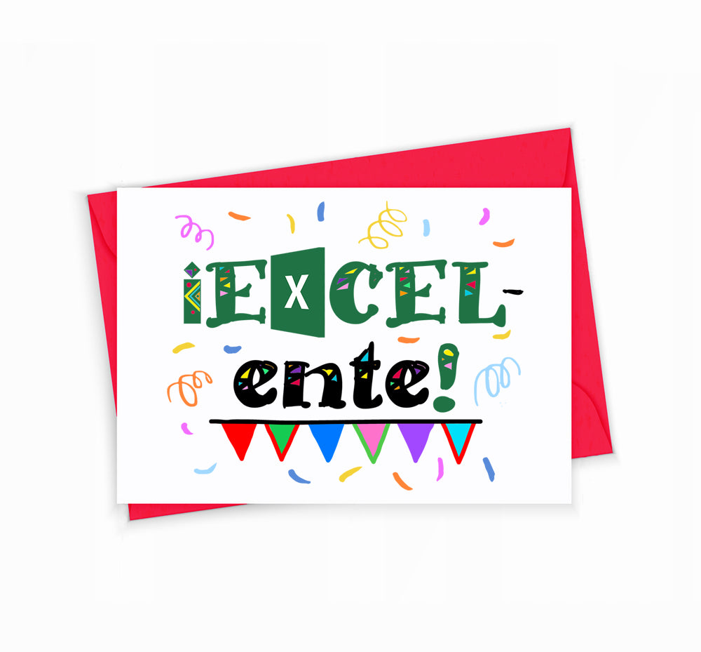 Funny Excel Greeting Card for Coworkers, Excelente, by The Office Art Guy