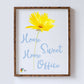 Home Sweet Home Office Art Print Floral Watercolor