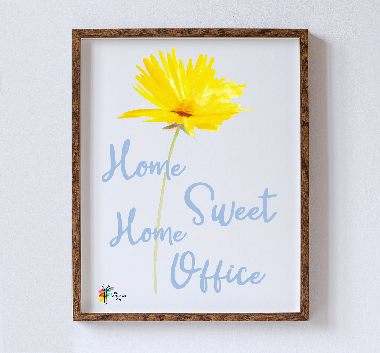 Home Sweet Home Office Art Print Floral Watercolor