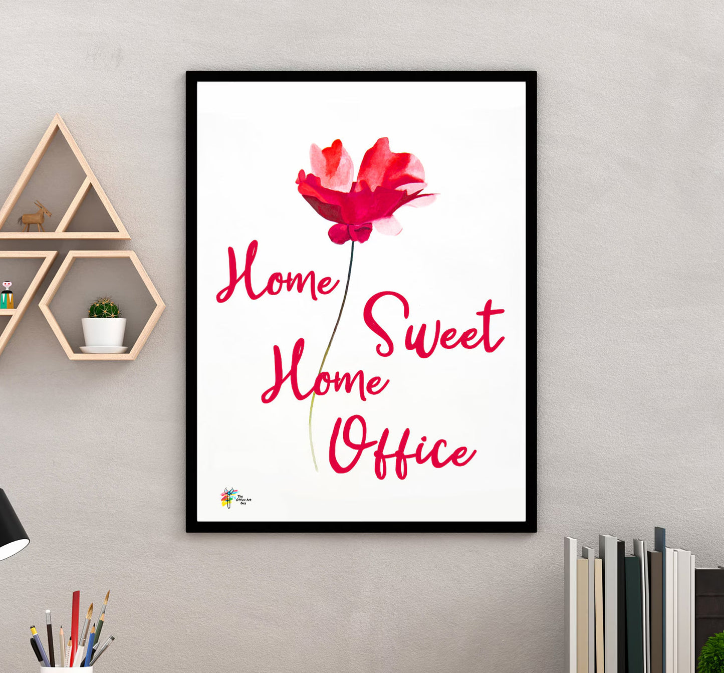 Home Sweet Home Office Art Print Floral Watercolor