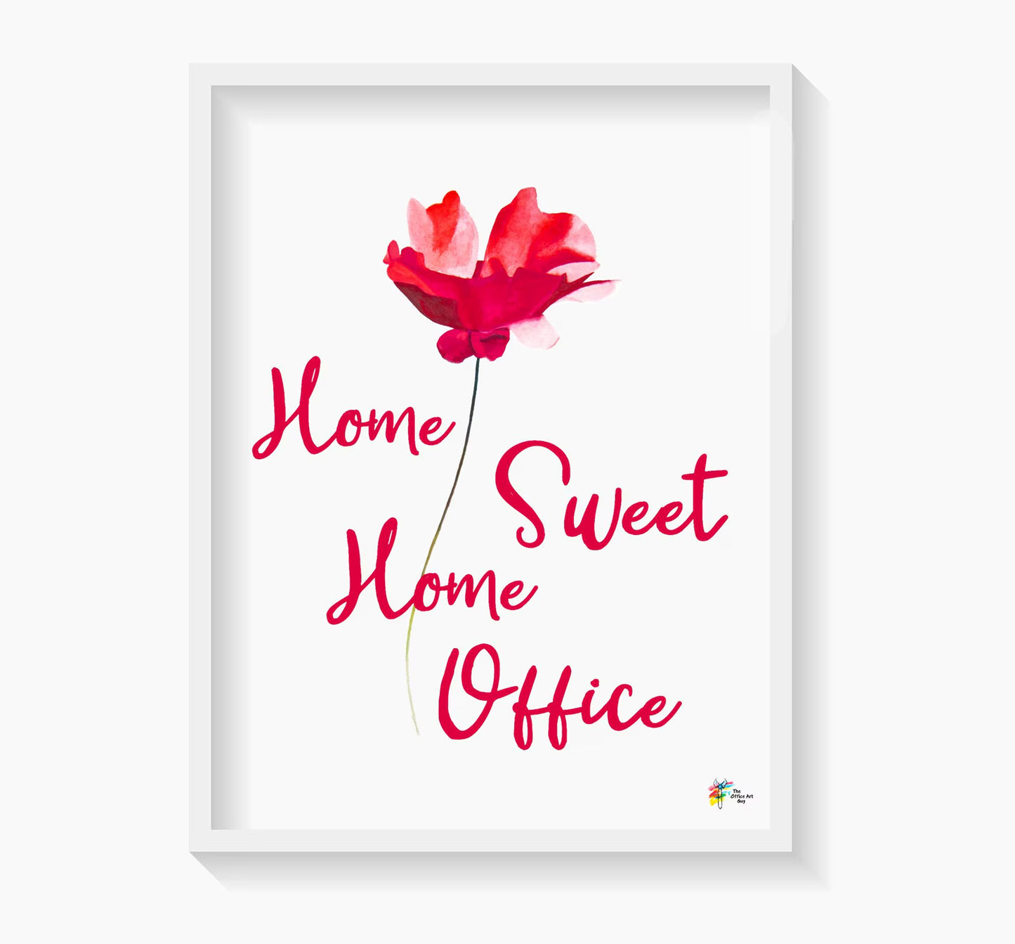 Home Sweet Home Office Art Print Floral Watercolor