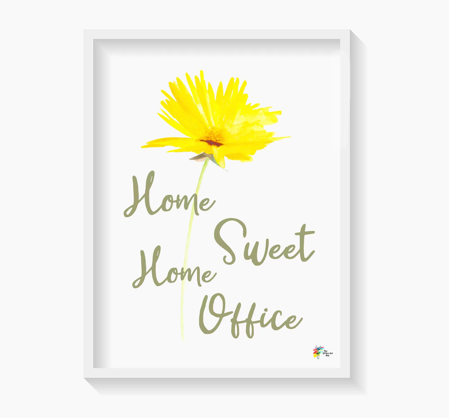 Home Sweet Home Office Art Print Floral Watercolor