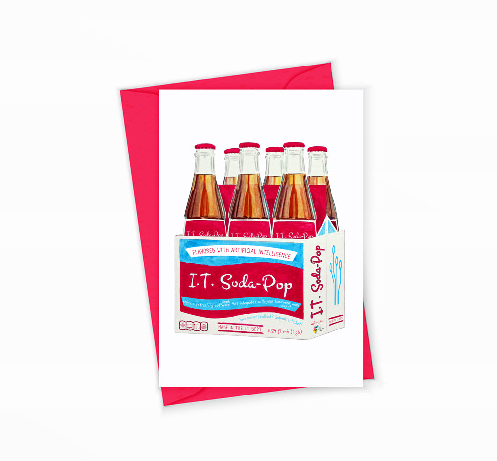 IT coworker greeting card - I.T. Soda Pop by The Office Art Guy