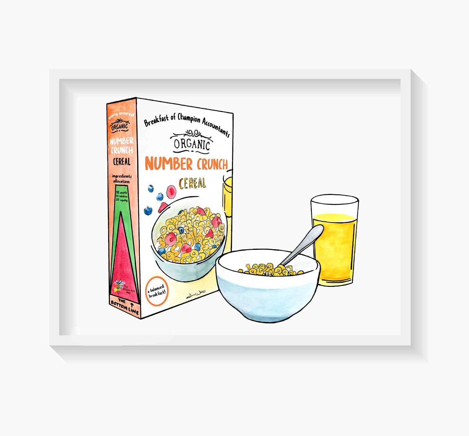 Number Crunch Cereal Accounting Art Print by The Office Art Guy