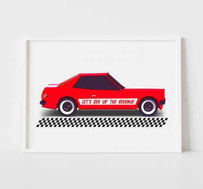 Funny Finance Poster Race Car