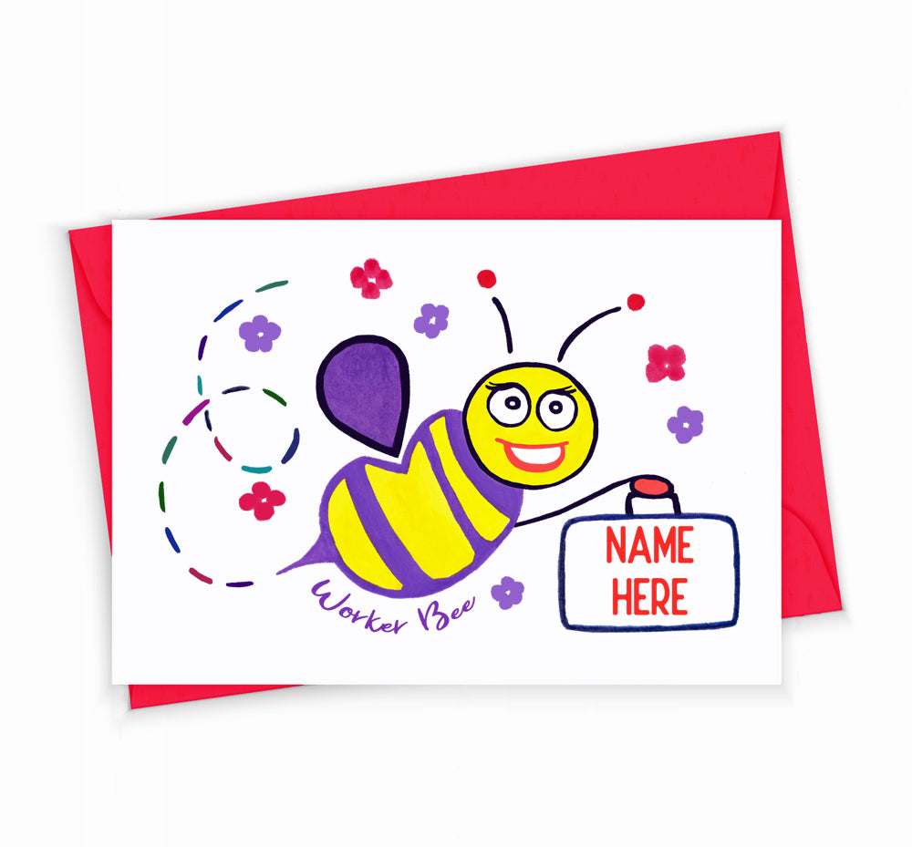 Personalized Coworker Greeting Card Worker Bee by The Office Art Guy