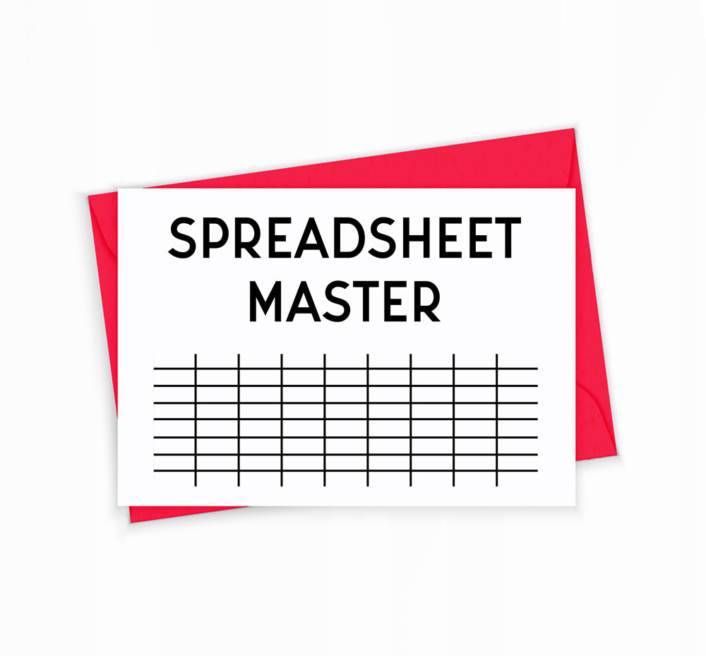 Spreadsheet Humor Greeting Card for Coworkers and Employees, Spreadsheet Master